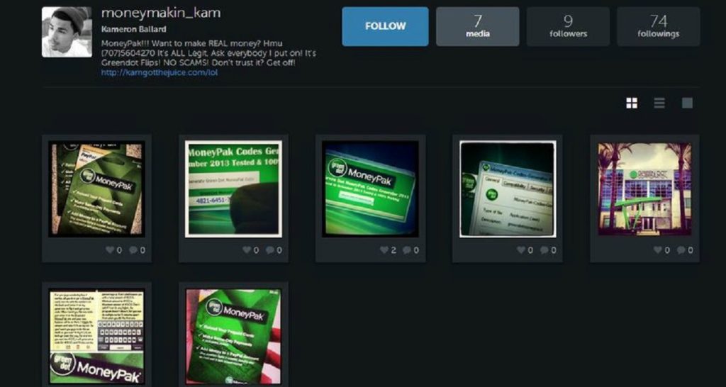 мошенничество в Instagram 