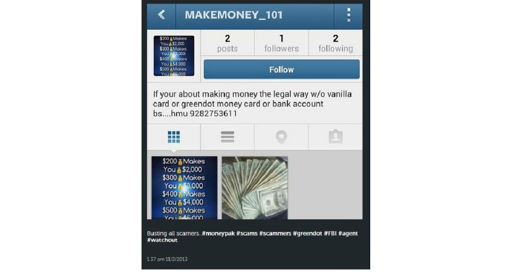 мошенничество в Instagram 