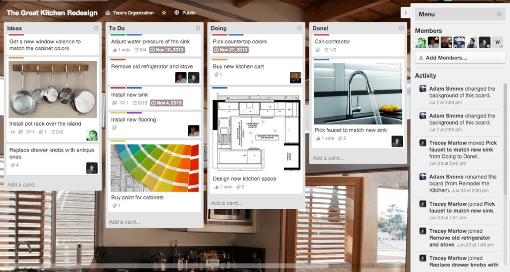 горячие клавиши в Trello